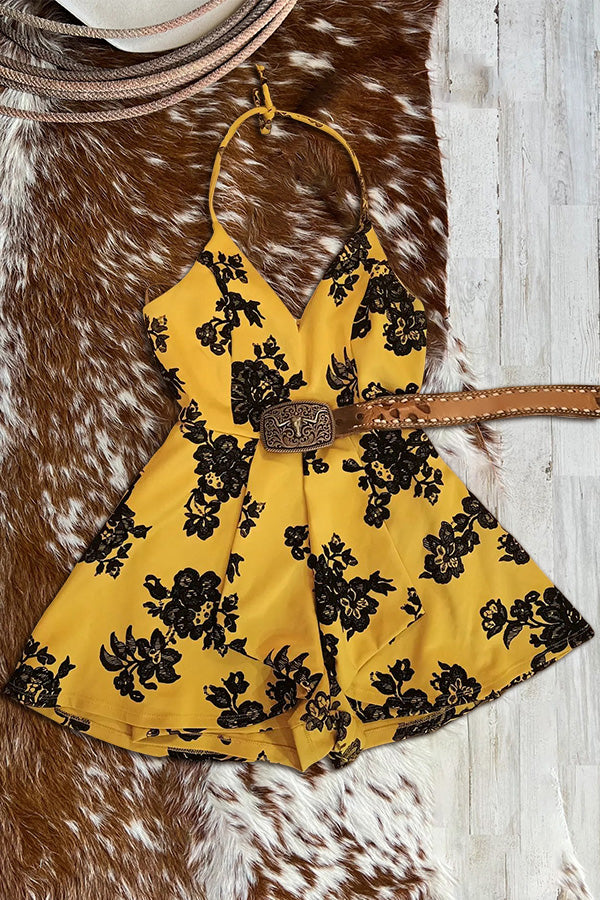 Floral Print Halterneck Romper