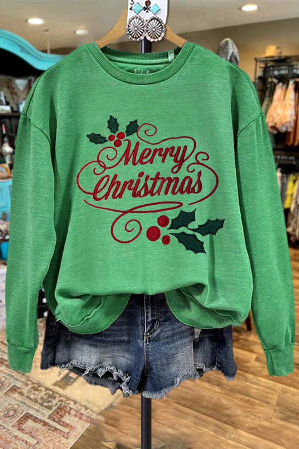 Vintage Merry Contrast Color Sweatshirt