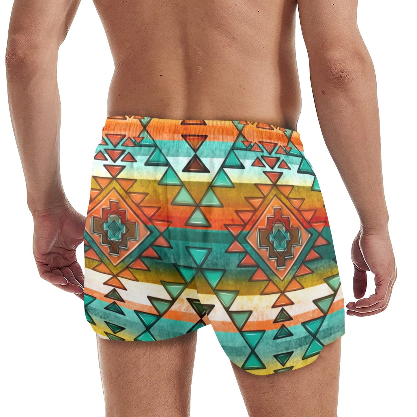 Mullet Cowboy Orange Aztec Beach Shorts