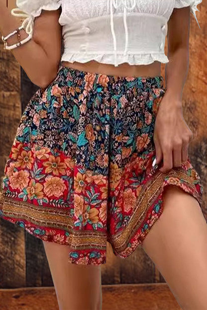 Retro High Waist Printed Shorts