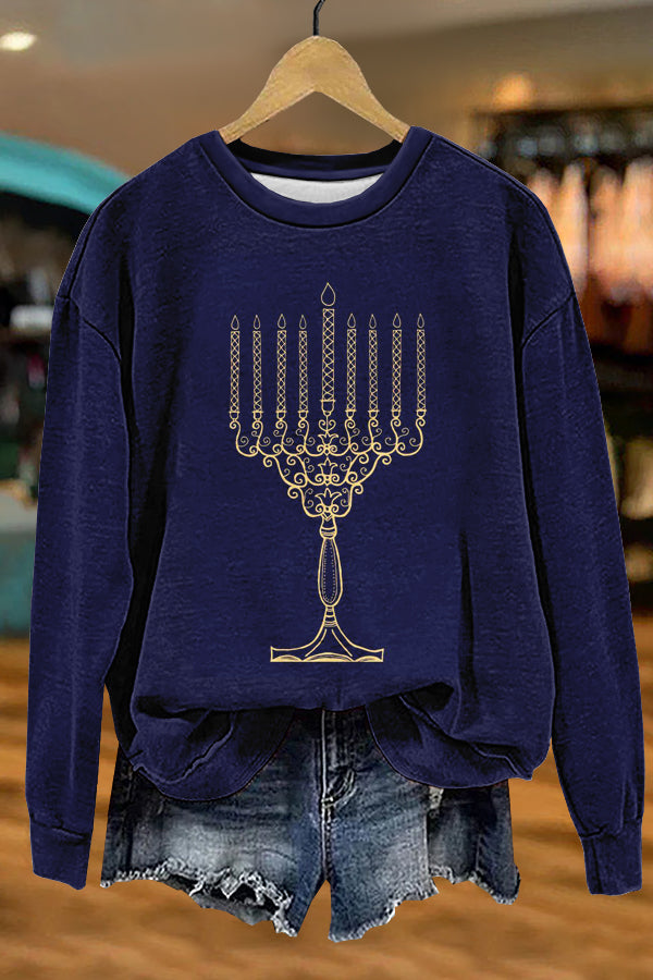 Classic Festival Hanukkah Print Sweatshirt