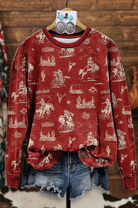 Vintage Western Rodeo Print Sweatshirt