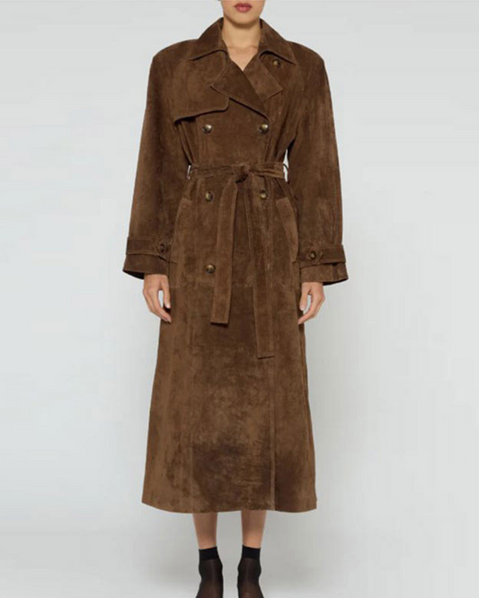 Elegant Long Coat Coat With Waistband