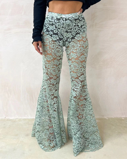 Vintage Lace Embellished Trousers