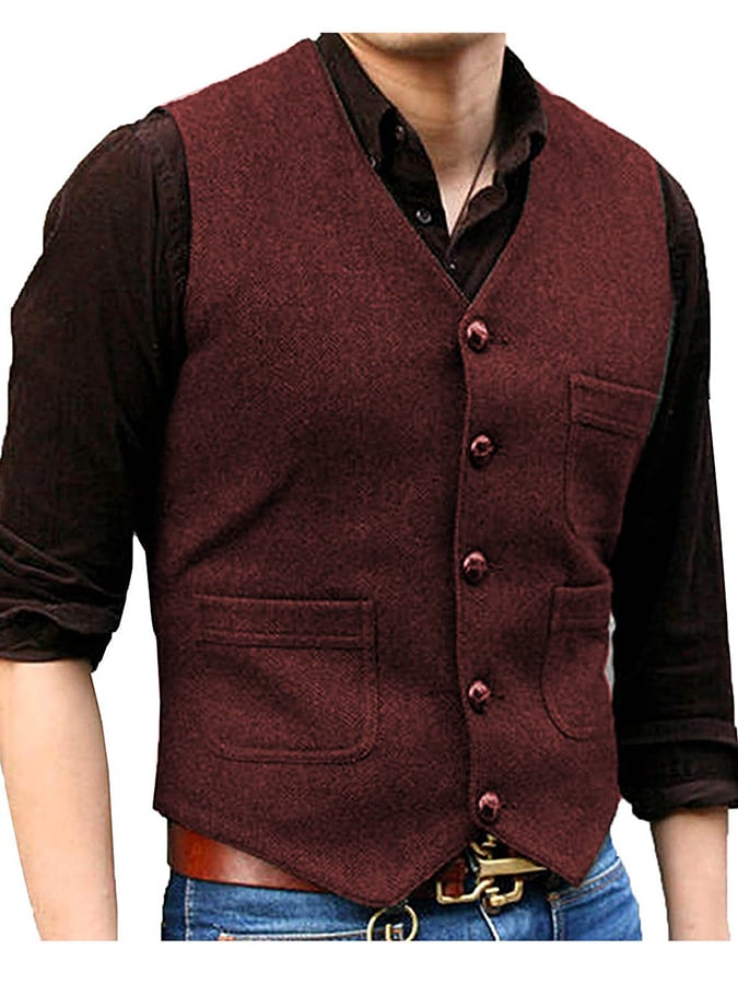 Fashion Temperament Men's Single-Breasted Slim Vest Vest