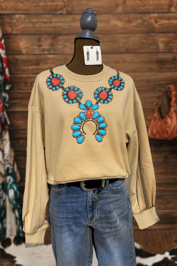 Turquoise Necklace Sweatshirt