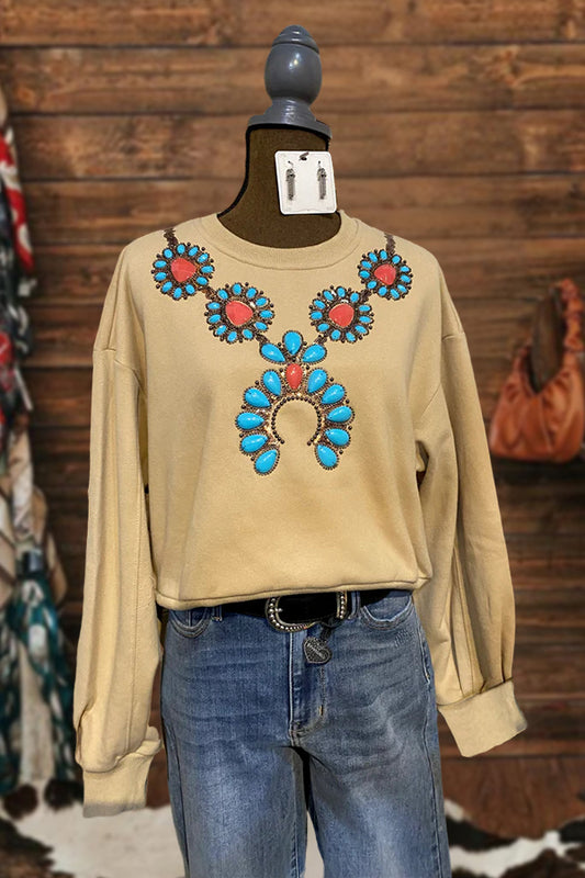 Turquoise Necklace Sweatshirt