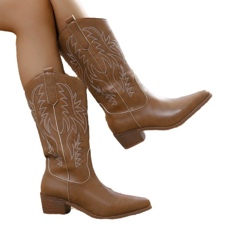 Women's Embroidered Knight High Western Boots