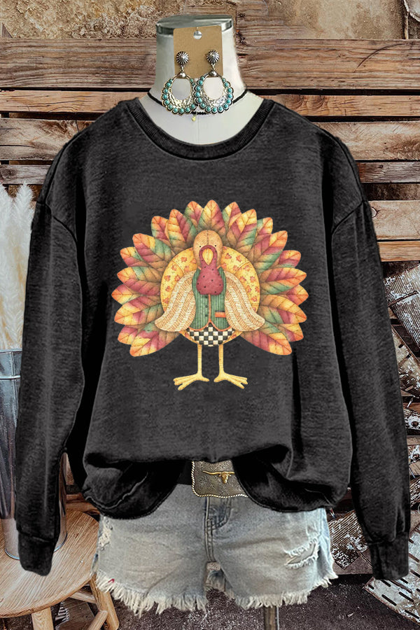 Unique Thanksgiving Turkey Print Sweatshirt