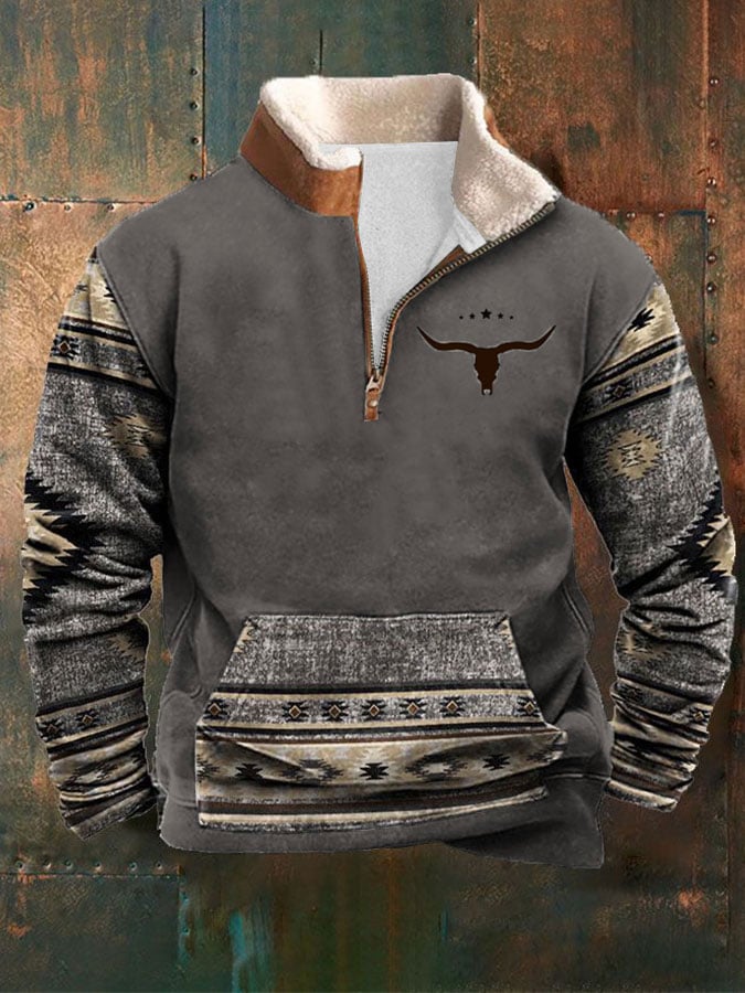 Men's retro western style printed casual sweatshirt