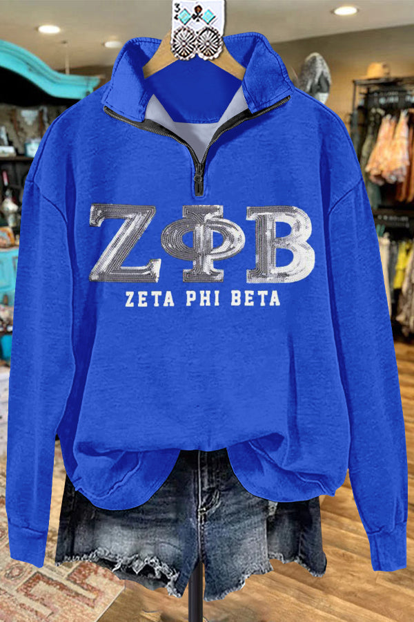 Elegant Contrast Color Zeta Phi Beta Sweatshirt