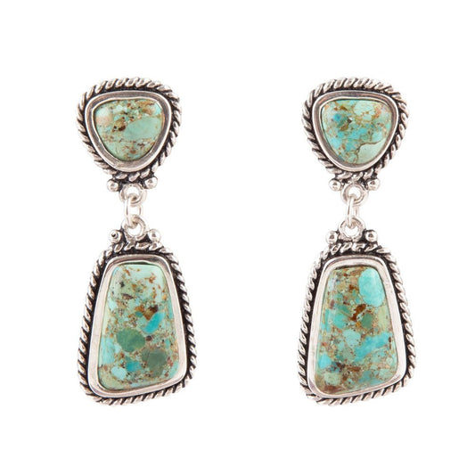 Statement Turquoise and Sterling Silver Roped Earrings