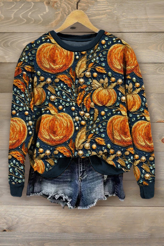 Women's Halloween Pumpkins Print Sweatshirt