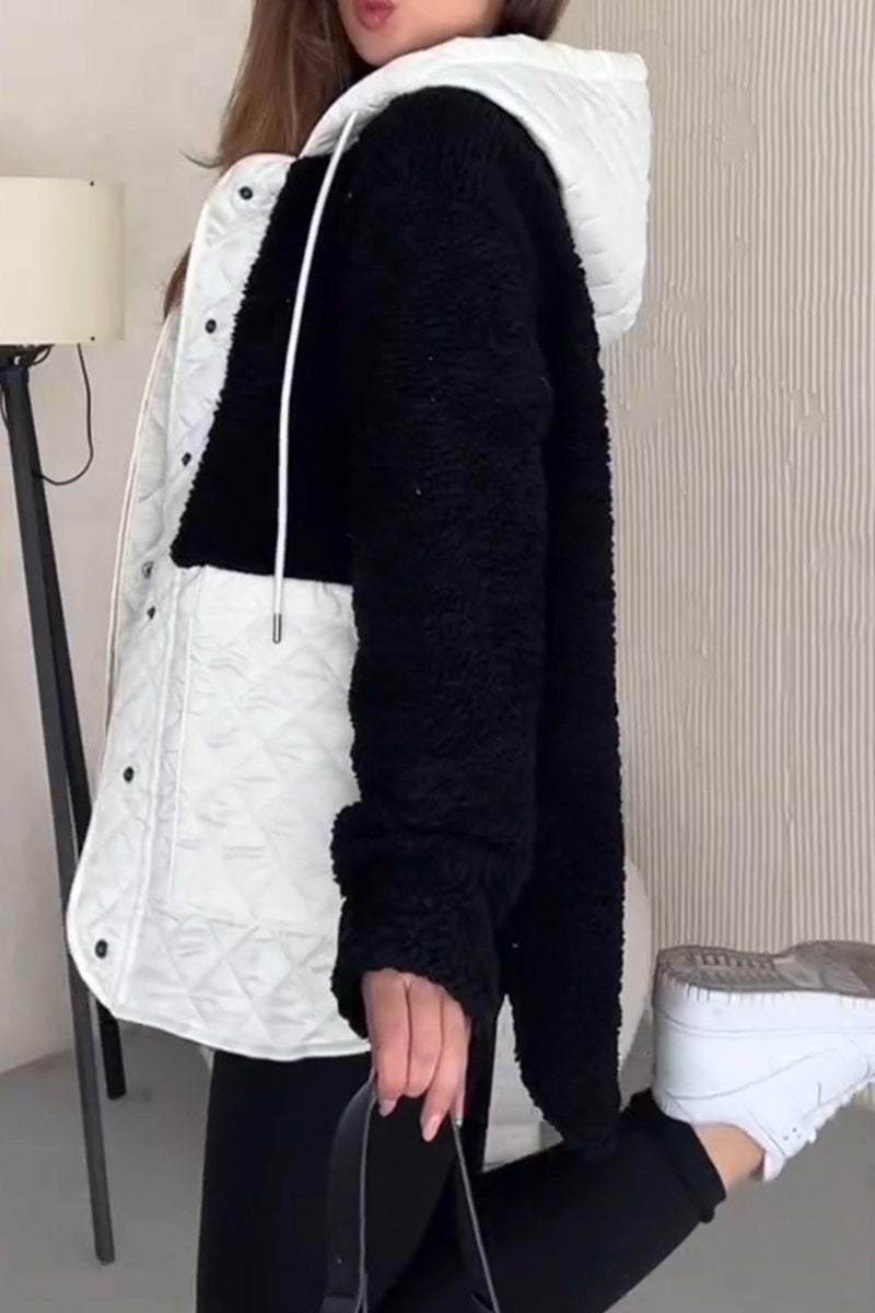 Women's Casual Solid Plush Patchwork Coat