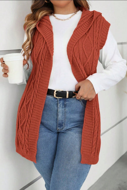 Women's casual sleeveless hooded knitted cardigan