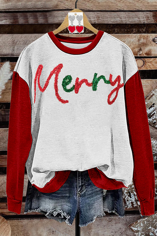 Christmas Shiny Print Sweatshirt