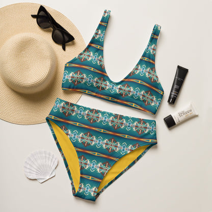 Yeehaw Teal Aztec Blanket Print Bikini