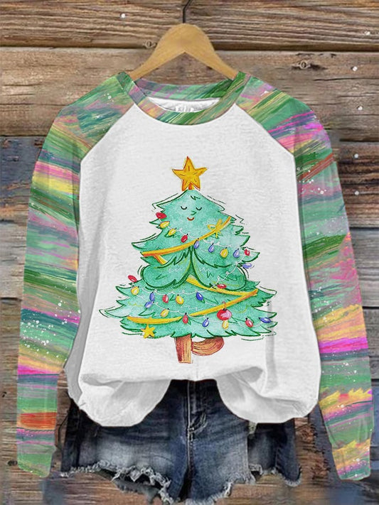 Women's Yoga Christmas Tree Print Sweatshirt