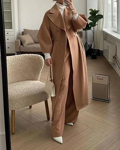 Lantern Sleeve Lapel Tweed Coat