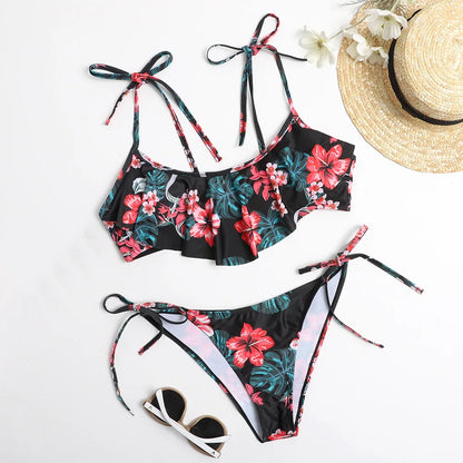 Flounce Hibiscus Bikini Set