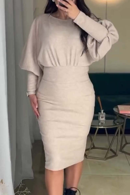 Women's Casual Solid Color Hip Cover Dress