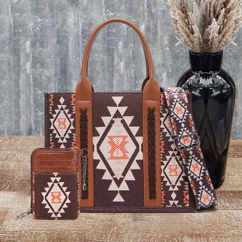 Western Aztec Printed Tote Bag