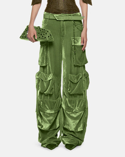 Mid Waist Velvet Dream Cargo Pants