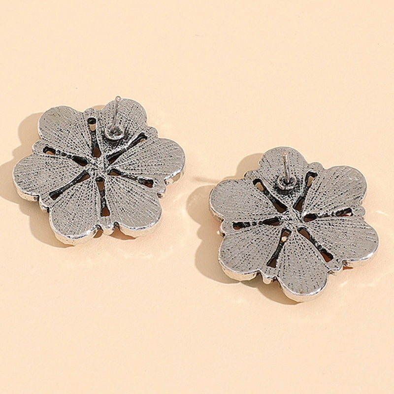 Colorful Flower Turquoise Stud Earrings