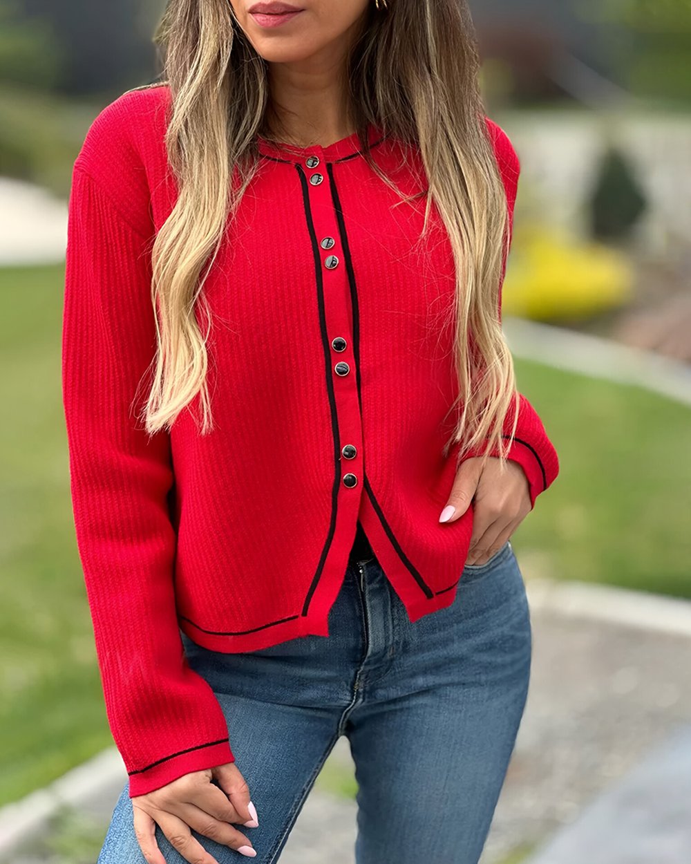 Women's Fashion Contrast Sweater