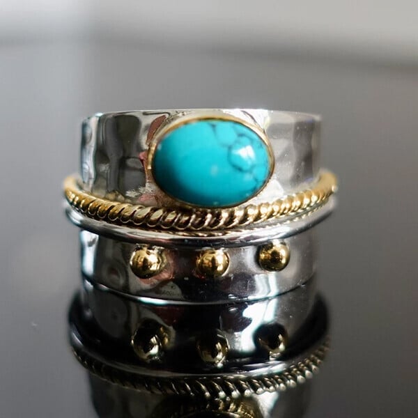 Promotion 70% OFF-Turquoise Wide Band Ring