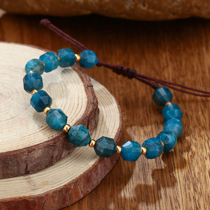 Unisex Blue Apatite Natural Stone Ethnic Bracelet