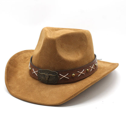 Men's Vintage Western Cowboy Hat Suede Knight British Felt Hat