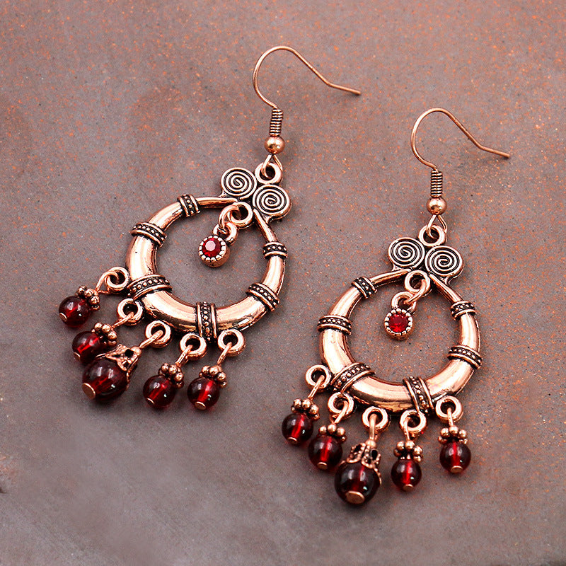 Women's Bohemian Garnet Earrings