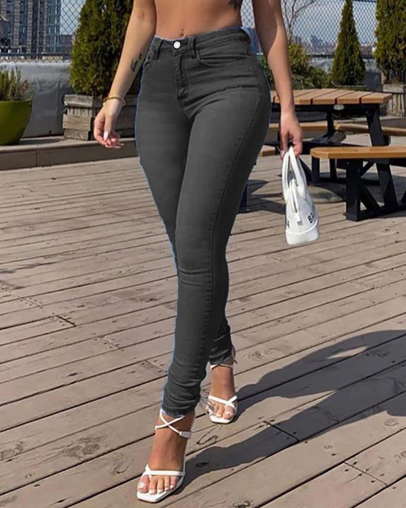 Sexy Peach Hip Skinny Jeans