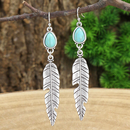 Women's Bohemian Geometric Metal Turquoise Earrings