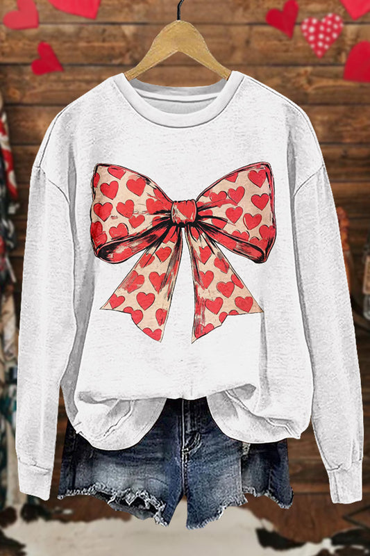 Sweet Bow Valentine's Day Print Sweatshirt