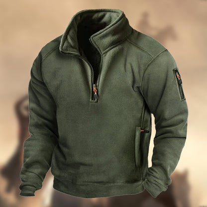 Men's Outdoor Western Hunting Fleece Sweatshirt Multi-zip Pocket Casual Top