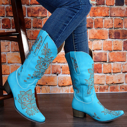 Embroidered Floral Vintage Boots