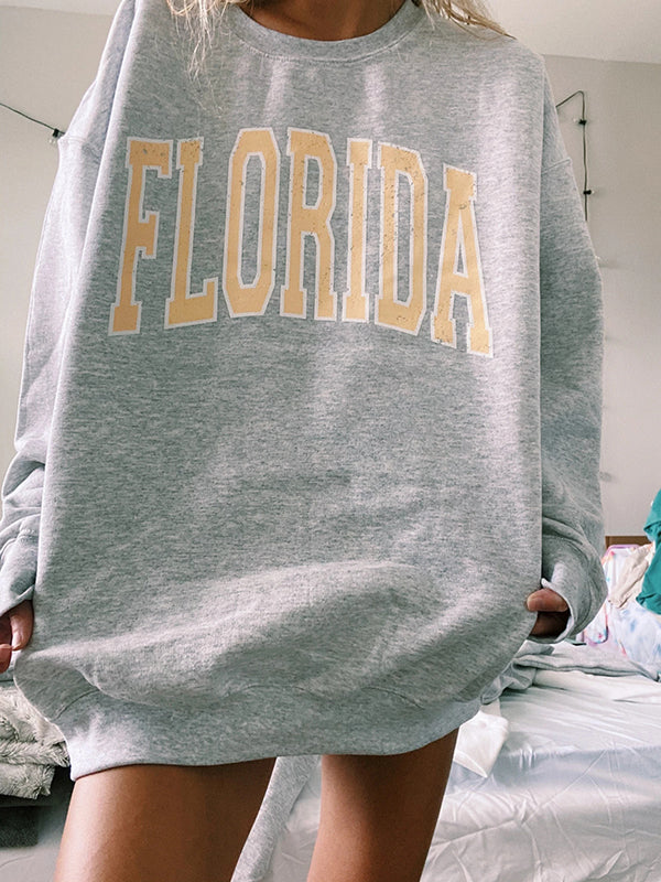 Round Neck Long Sleeve Florida Sweatshirt