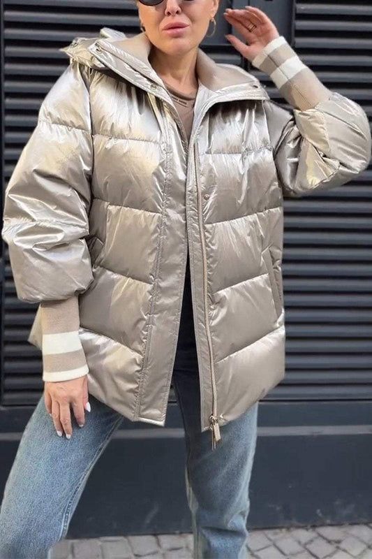 Women's Casual Hooded Zip-up Coat