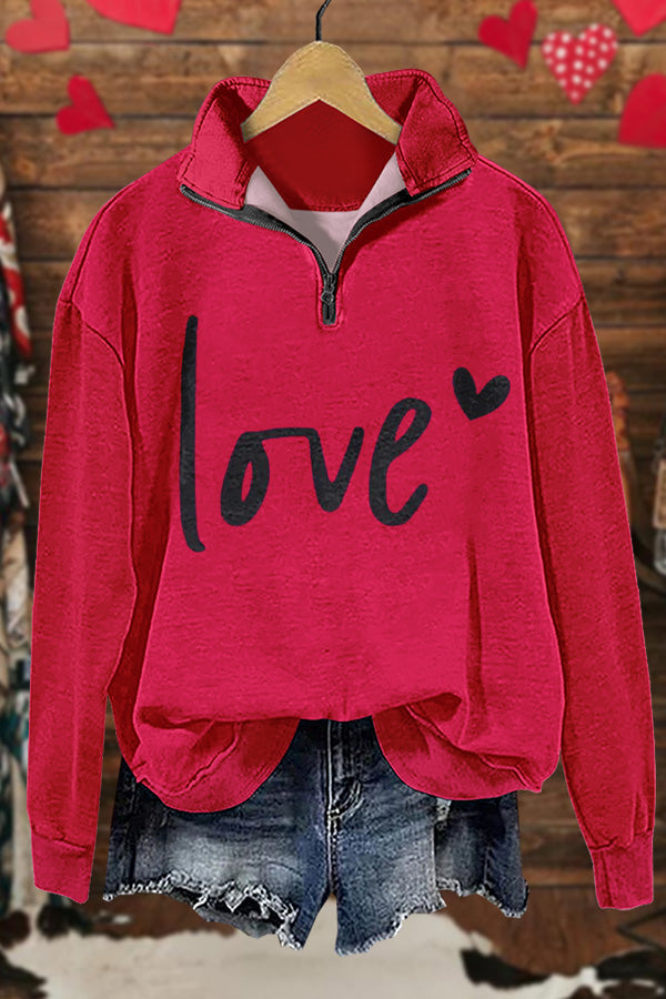 Sweet Valentine's Day Print Sweatshirt