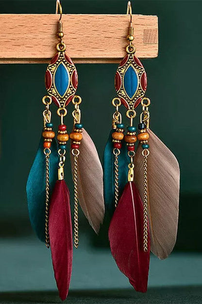 Vintage Tassel Feather Earrings