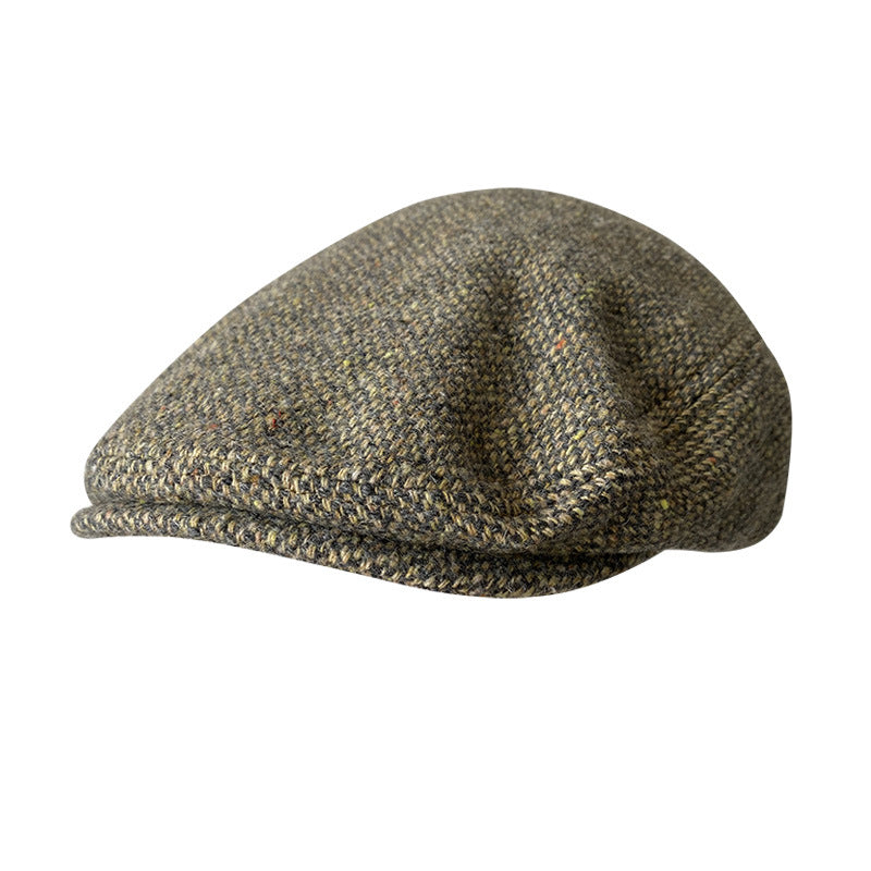 THE PEAKED Marl Flat Hat ParticlesB-Harris Tweed