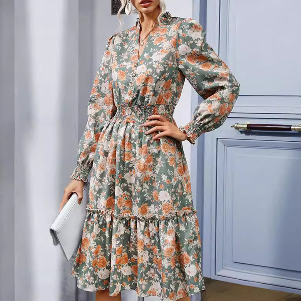 Women's Long Sleeve Floral Dress