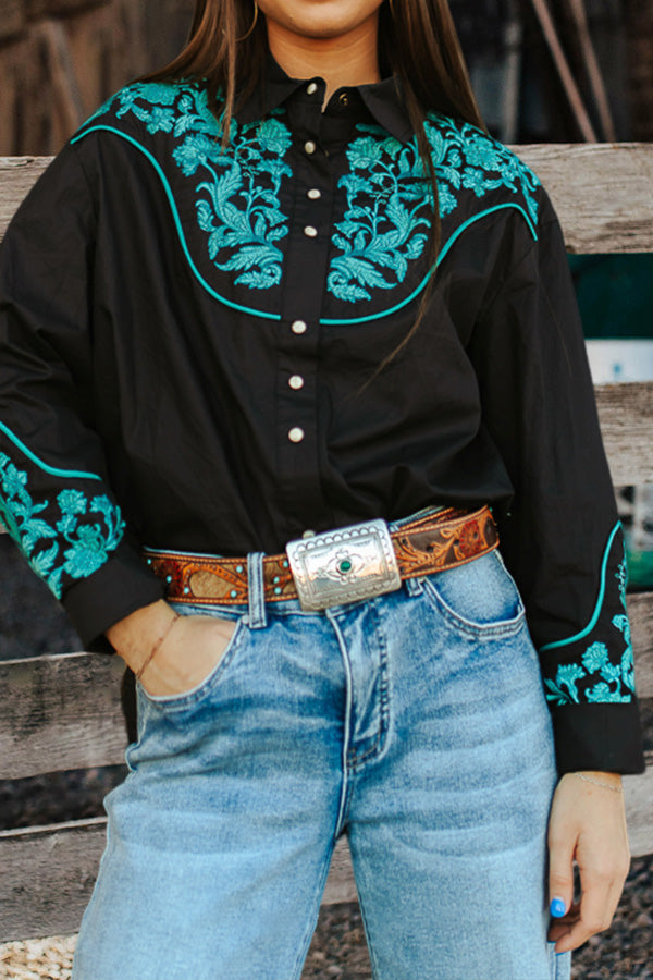 Vintage Western Floral Print Shirt