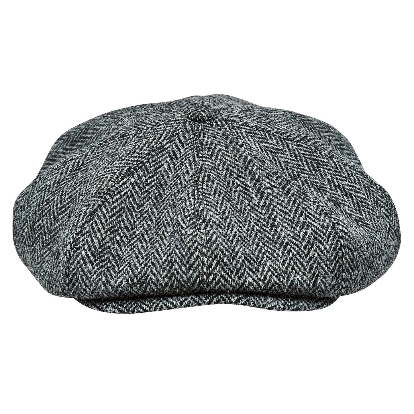 PEAKED CAPS Genuine Scottish Harris Tweed 8 Panels Man Cap GRAY-BLACK