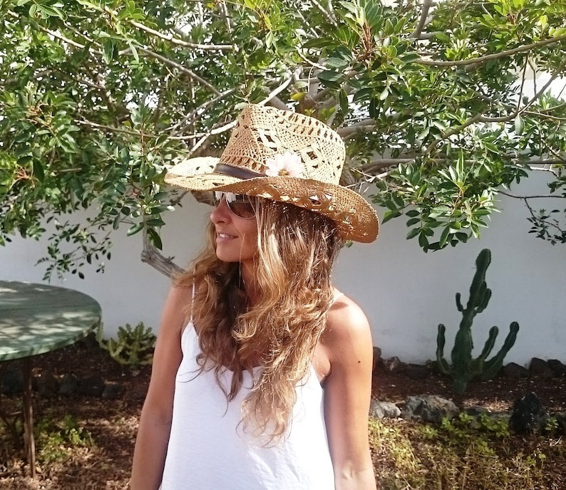 Boho cowboy hats for women, bohemian cowgirl straw hat, stetson western hats, kekugi