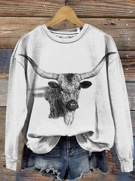 Cow Print Casual Sweatshirt