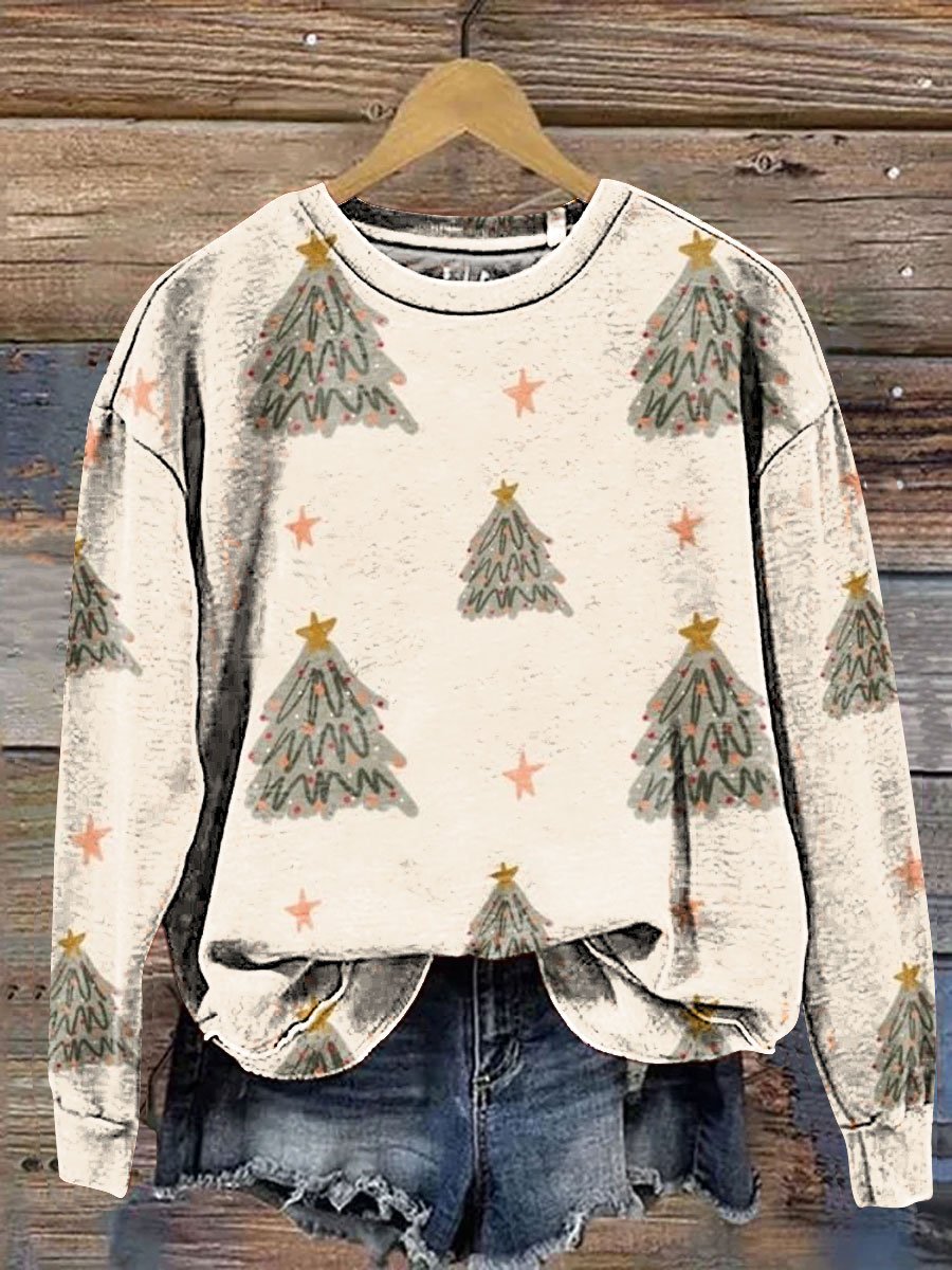 💥Worldwide Bestseller💥Christmas Tree Art Printed Casual Sweatshirt