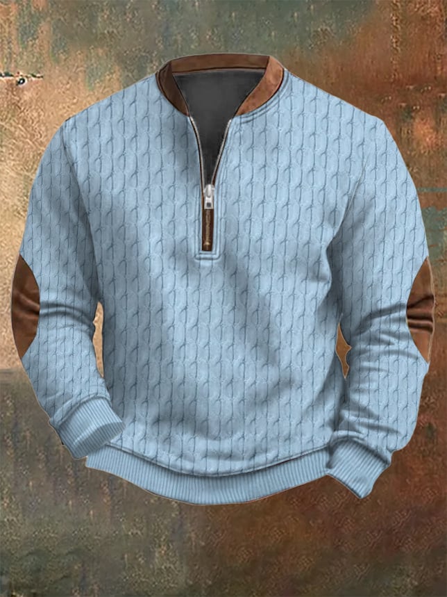 Men's Vintage Print Casual Zipper Sweatshirt